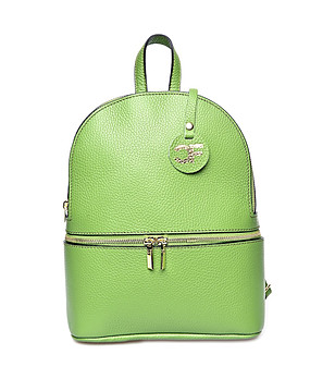 Дамска раница от естествена кожа в цвят маслина Elsie снимка