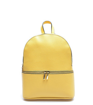 Дамска раница от естествена кожа в жълто Elsie снимка
