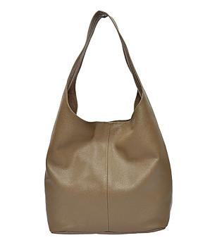 Кожена дамска чанта в цвят таупе Alliz снимка