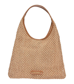 Бежова дамска чанта с кафява дръжка Ardenа снимка