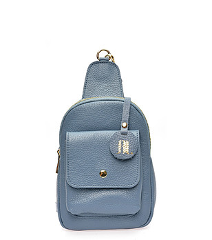 Малка синя дамска кожена чанта Reni снимка