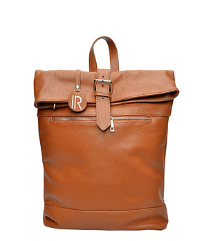 Дамска раница от естествена кожа в цвят коняк Vena снимка
