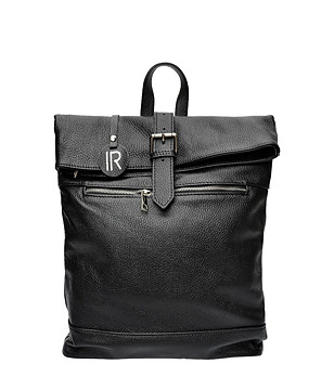 Дамска раница от естествена кожа в черно Vena снимка