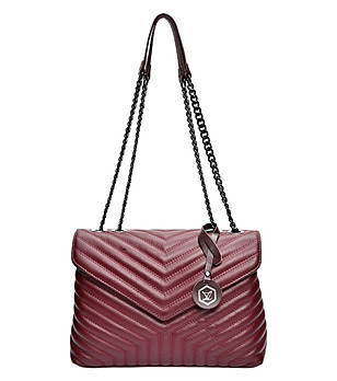 Дамска чанта в бордо от естествена кожа Rinea снимка