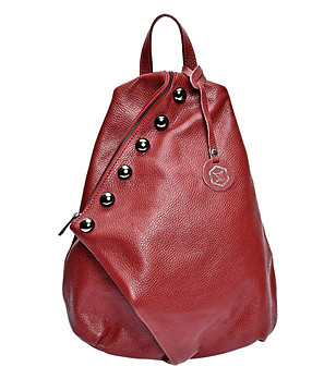 Червена дамска раница от естествена кожа Erika снимка