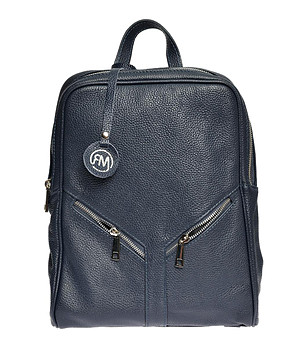 Тъмносиня дамска кожена раница Daria снимка