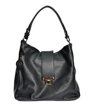 Черна дамска кожена чанта снимка