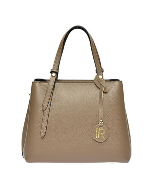 Дамска кожена чана в цвят таупе Ninetta снимка