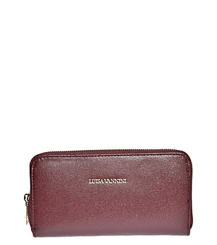 Кожен дамски портфейл във вишнев нюанс Tamara снимка