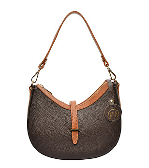 Кожена чанта през рамо в кафяво снимка