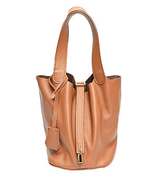 Дамска чанта от естетвена кожа Ina в цвят коняк снимка