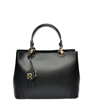 Черна кожена дамска чанта снимка