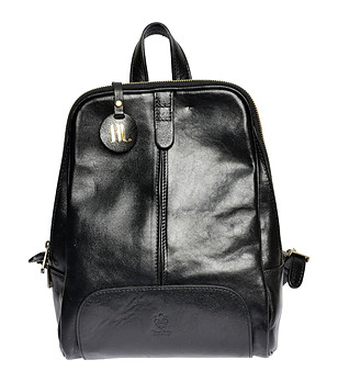 Черна дамска раница от естествена кожа Indiasa снимка