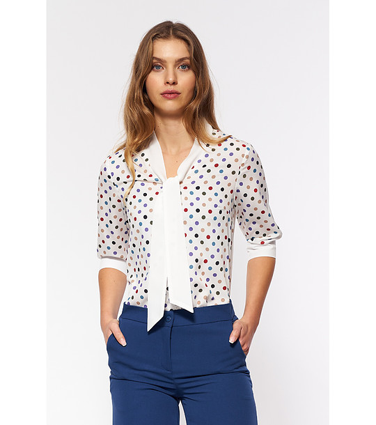Дамска блуза в екрю на точки снимка
