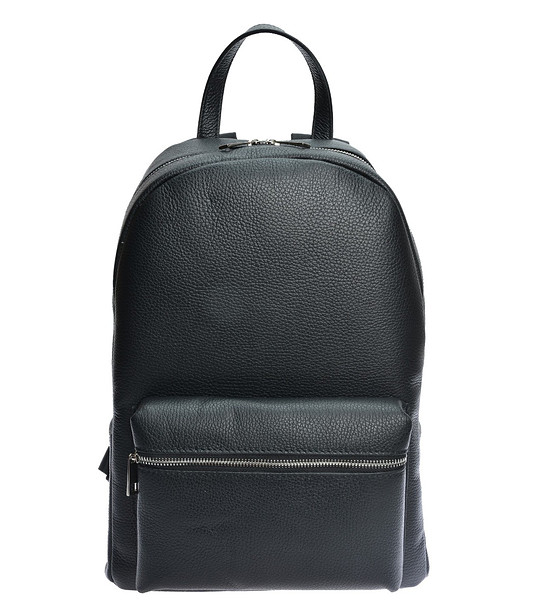 Черна дамска кожена раница с преграда за лаптоп снимка