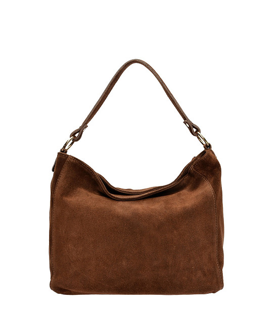 Дамска чанта от естествена кожа в тъмнокафяво снимка