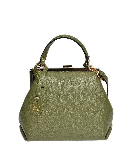 Дамска чанта от естествена кожа в зелено Trudie снимка