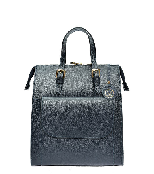 Дамска кожена раница в тъмносиньо Tilina снимка