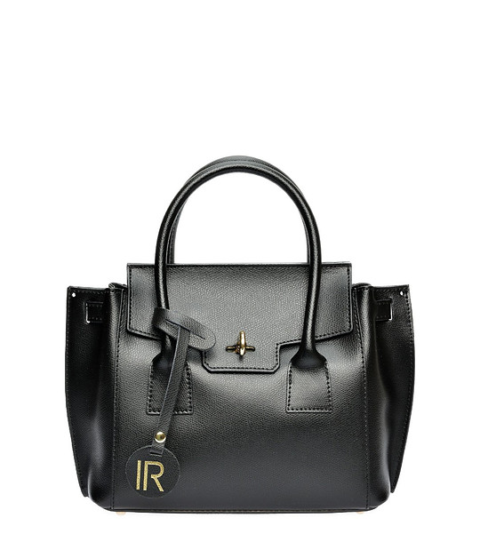 Кокетна дамска чанта от естествена кожа в черно Monic снимка