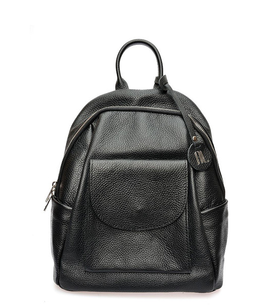 Черна дамска кожена раница снимка