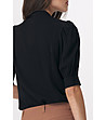 Черна дамска блуза с буфан ръкави-2 снимка