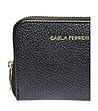 Черно дамско портмоне от естествена кожа Alenia-3 снимка