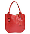 Дамска кожена чанта в червено-0 снимка