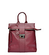 Дамска раница от естествена кожа в бордо Sima-0 снимка