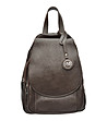 Тъмнокафява кожена дамска раница Lora-0 снимка