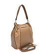 Дамска кожена чанта в цвят таупе Moni-2 снимка
