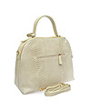 Бежова дамска кожена чанта с кроко релеф Esmeralda-2 снимка