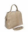 Дамска кожена чанта в цвят таупе с кроко релеф Esmeralda-0 снимка