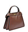 Кафява дамска трапецовидна чанта от естествена кожа Denia-2 снимка