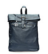 Дамска раница от естествена кожа в тъмносиньо Vena-0 снимка