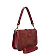 Дамска чанта в бордо от естествен велур-2 снимка