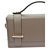 Малка дамска кожена чанта тип куфарче в цвят таупе-3 снимка
