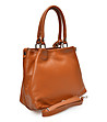 Дамска кожена чанта в цвят коняк-2 снимка