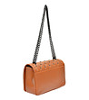 Дамска кожена чанта в цвят коняк с капси Enrica-2 снимка