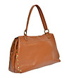 Кожена дамска чанта в цвят коняк Polet-2 снимка