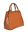 Дамска кожена чанта в цвят коняк Olana-2 снимка