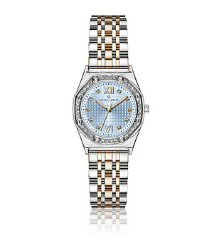 Дамски часовник в сребристо с камъчета снимка