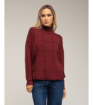 Дамски оврсайз пуловер в бордо  снимка