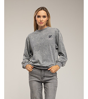 Сива дамска памучна блуза снимка