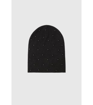 Дамска черна шапка с мъниста снимка
