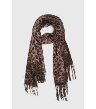 Дамски кафяв шал с леопардови шарки снимка