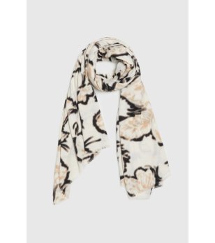 Дамски бежов шал с принт снимка