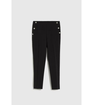 Дамски черен панталон с копчета снимка