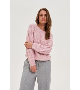 Дамски пуловер в розов меланж снимка