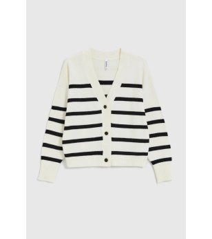 Дамска бяла жилетка на черно райе снимка