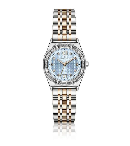 Дамски часовник в сребристо с камъчета снимка